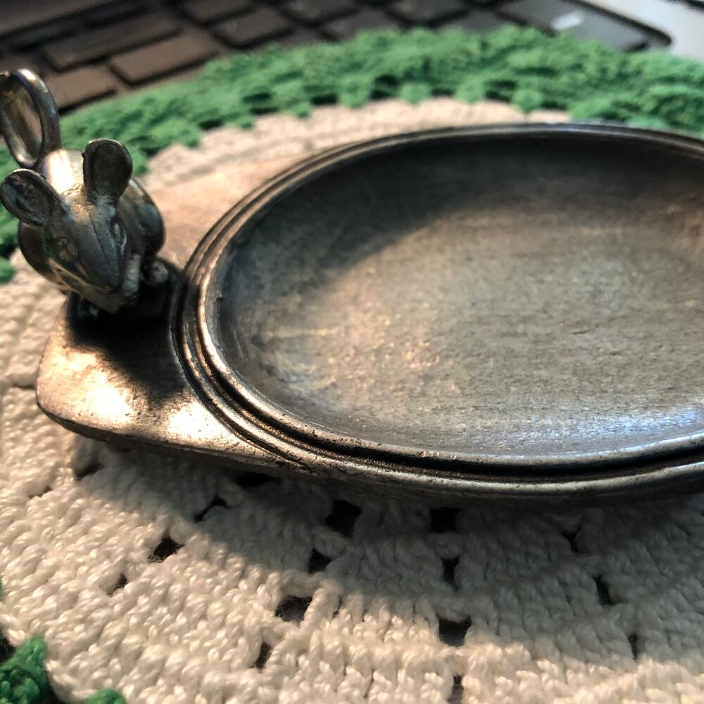 Vintage Metzke 1070 Pewter Mouse Trinket Dish